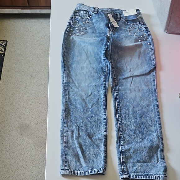 Soho Women's High Rise Embellished Blue Jeans - Picture 2 of 7